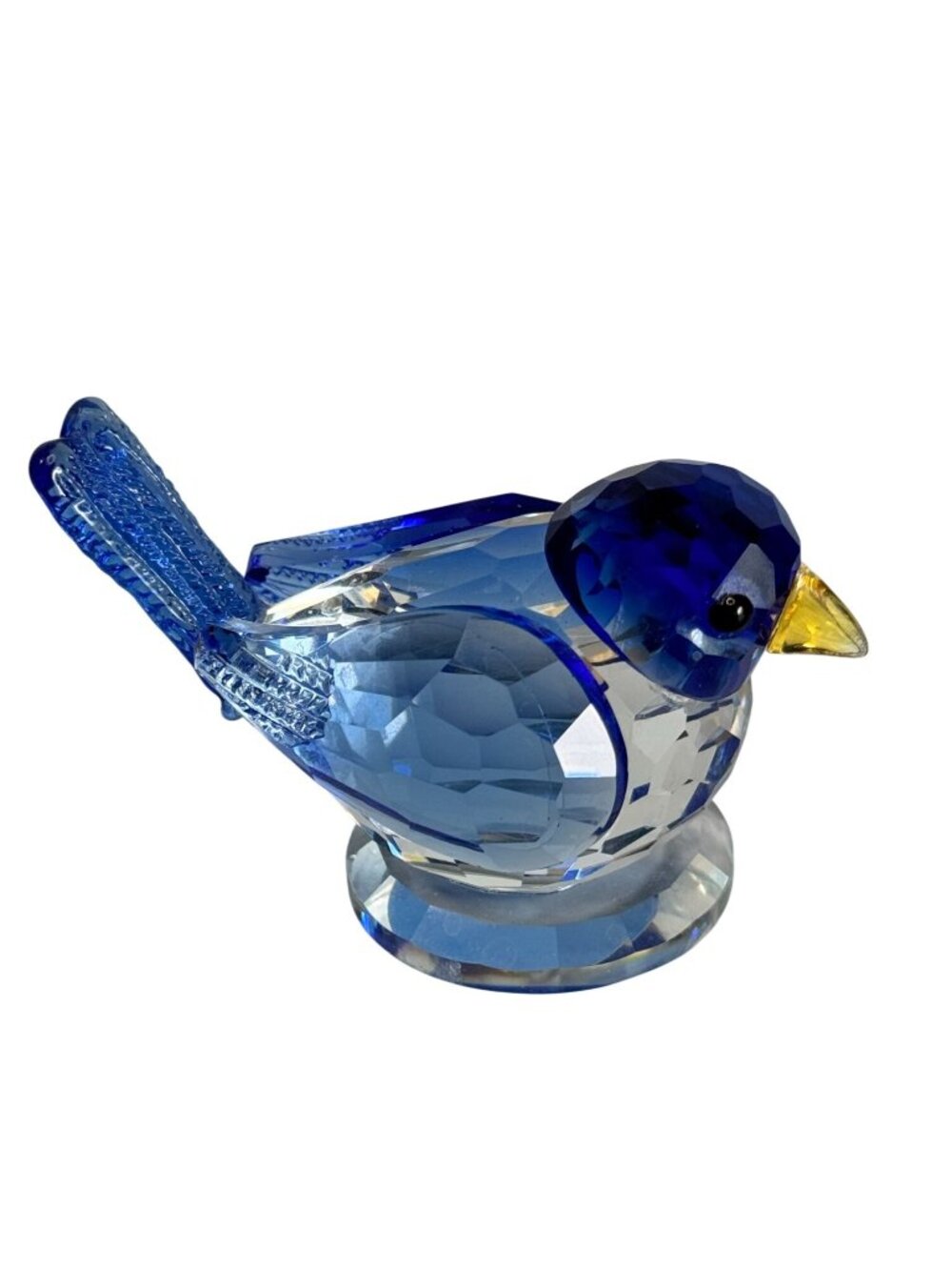 Vintage Blue Crystal Bird Figurine Faceted Glass Gold Tone Beak Unmarked 3.25" - Picture 5 of 7
